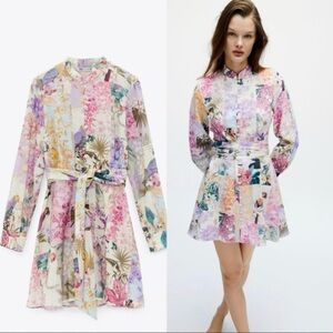 Zara Multicolor Floral Long Sleeve Dress